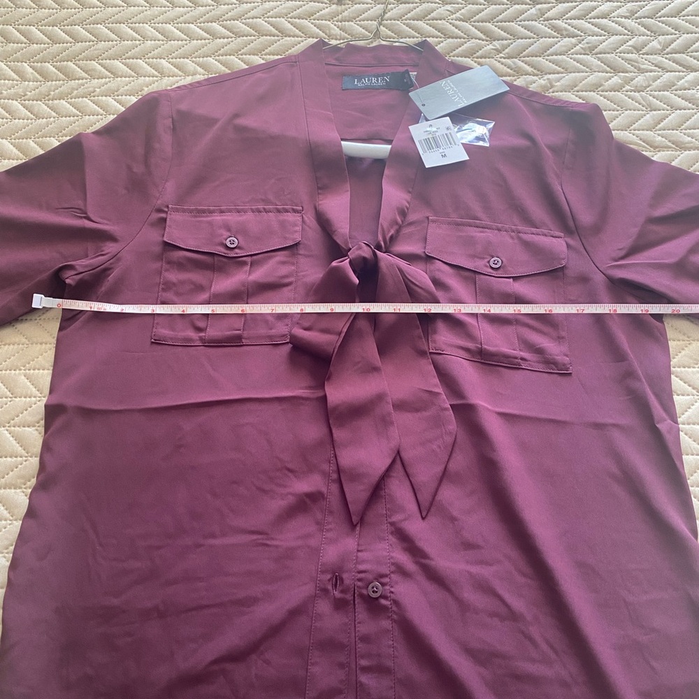 Lauren by Ralph Lauren tie neck long sleeve blouse size medium - Picture 12 of 16